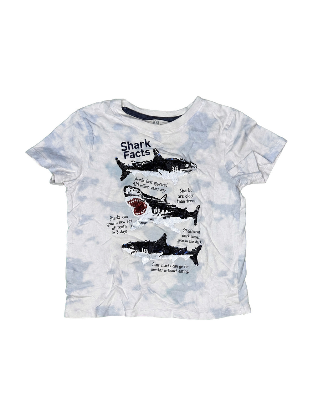 H&M Kids' Shark Facts Tie-Dye T-Shirt Size 5-6 Years